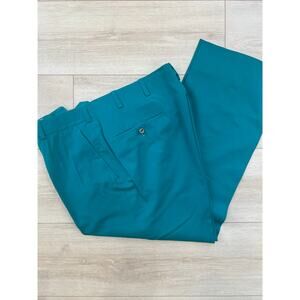 Oxxford Clothes Teal Men's Dress Pants Flat Front Bespoke Size 36 Short